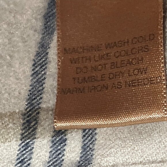 St. Johns Bay Beige & Navy Plaid Button-Down Shirt 2XL 100% Cotton Long Sleeve - Picture 4 of 6